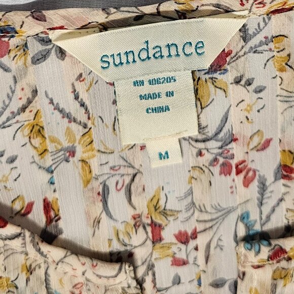 Sundance Women Top Blouse Shirt Size M Soft Pink Sheer Floral Chiffon - Picture 4 of 11